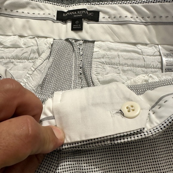 Banana Republic Sloan Womens Pants Size 0 White Black Grid Dot Textured Low Rise - Picture 7 of 11